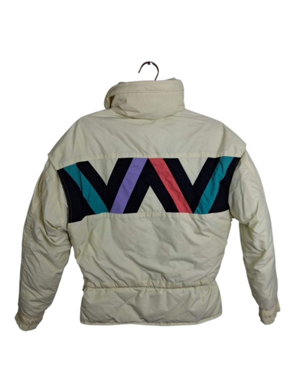 Vtg 80s Mountain Goat White Stag Down Ski Jacket Puffer WAV Back Graphic Medium